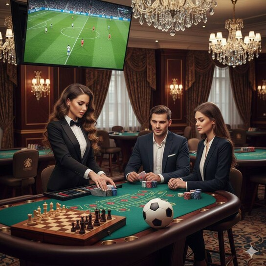 Luxurious casino card table with expertly dealt cards and chips, reflecting a high-stakes environment.